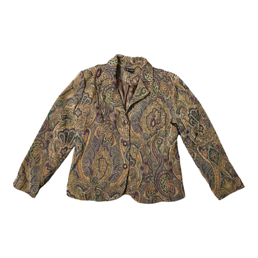 Vtg. ELCC Women’s 3 Button Jacket Lined Paisley Size L